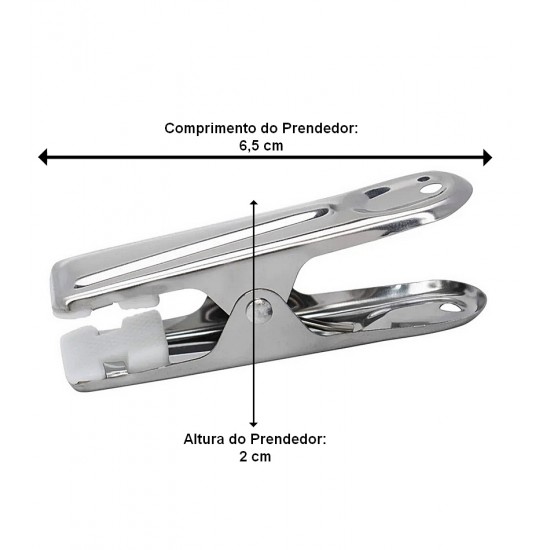 Jogo 6 Prendedores 6,5cm Em Aço Inox Para Embalagens